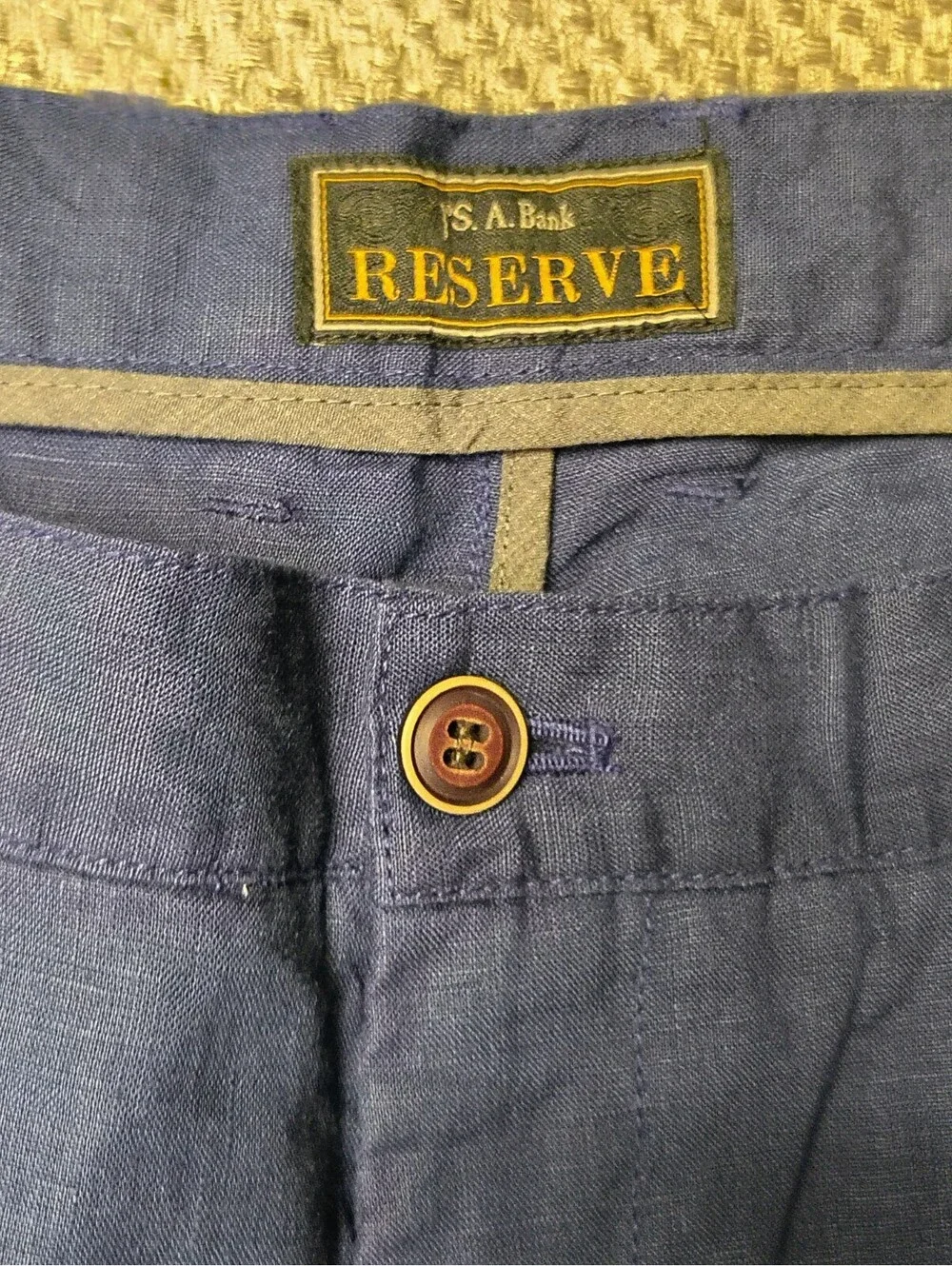 Jos A Bank Reserve Linen Pants Mens 40x30 Navy Blue Flat Front Slacks 40W 30L NW